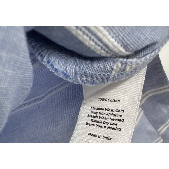 Talbots Womens blouse tunic size 2X plus Blue Striped Cotton Shirt Pintuck - Picture 3 of 6